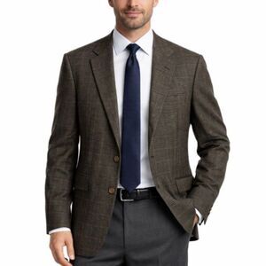 Luciano Barbera Mens Brown Navy Check 100% Cashmere Sport Coat Sz 50/US 40